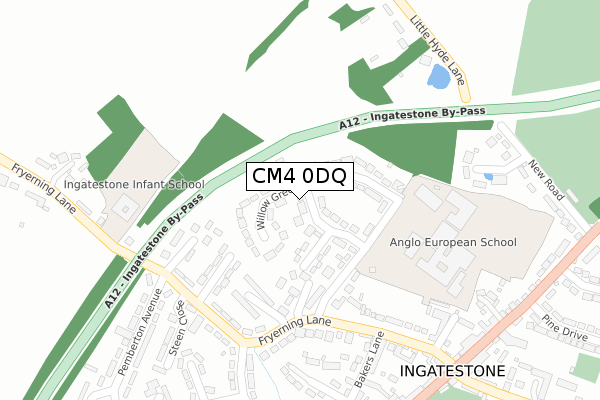 CM4 0DQ map - large scale - OS Open Zoomstack (Ordnance Survey)