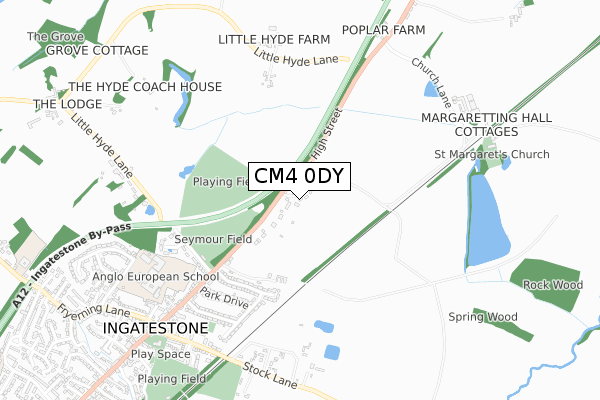 CM4 0DY map - small scale - OS Open Zoomstack (Ordnance Survey)