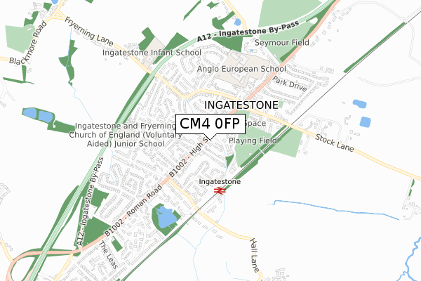 CM4 0FP map - small scale - OS Open Zoomstack (Ordnance Survey)