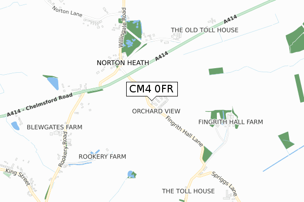 CM4 0FR map - small scale - OS Open Zoomstack (Ordnance Survey)