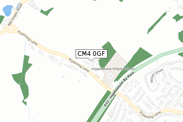 CM4 0GF map - large scale - OS Open Zoomstack (Ordnance Survey)