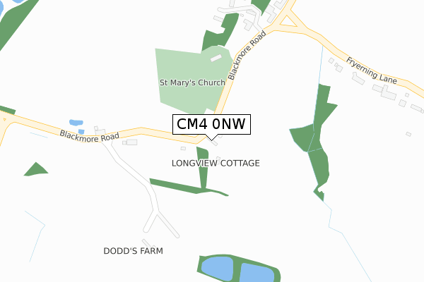 CM4 0NW map - large scale - OS Open Zoomstack (Ordnance Survey)