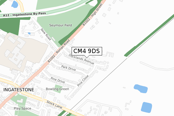 CM4 9DS map - large scale - OS Open Zoomstack (Ordnance Survey)