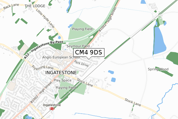 CM4 9DS map - small scale - OS Open Zoomstack (Ordnance Survey)