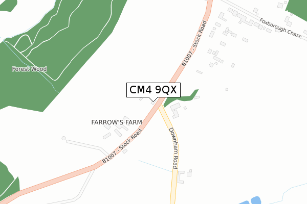 CM4 9QX map - large scale - OS Open Zoomstack (Ordnance Survey)