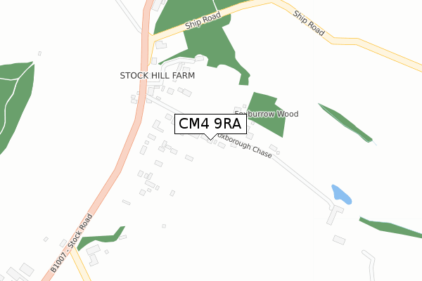 CM4 9RA map - large scale - OS Open Zoomstack (Ordnance Survey)