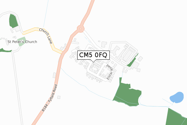 CM5 0FQ map - large scale - OS Open Zoomstack (Ordnance Survey)