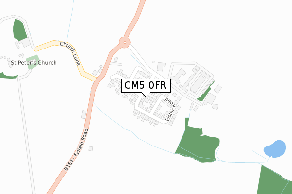 CM5 0FR map - large scale - OS Open Zoomstack (Ordnance Survey)