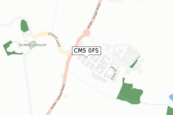 CM5 0FS map - large scale - OS Open Zoomstack (Ordnance Survey)