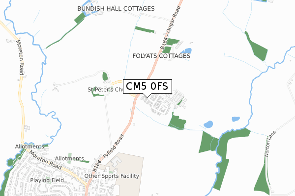 CM5 0FS map - small scale - OS Open Zoomstack (Ordnance Survey)