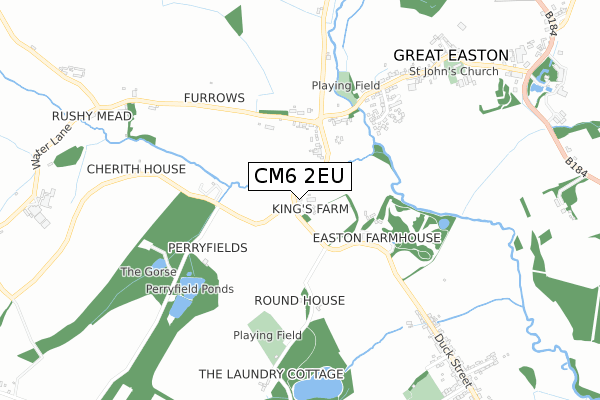 CM6 2EU map - small scale - OS Open Zoomstack (Ordnance Survey)
