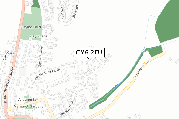 CM6 2FU map - large scale - OS Open Zoomstack (Ordnance Survey)