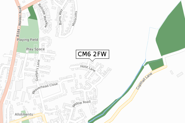 CM6 2FW map - large scale - OS Open Zoomstack (Ordnance Survey)