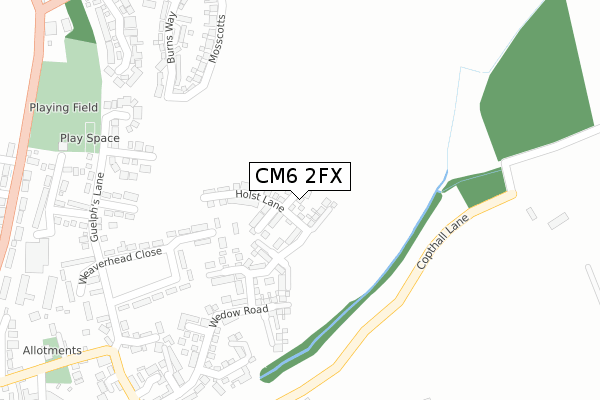 CM6 2FX map - large scale - OS Open Zoomstack (Ordnance Survey)