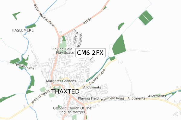 CM6 2FX map - small scale - OS Open Zoomstack (Ordnance Survey) CM6 2FX map - small scale - OS Open Zoomstack (Ordnance Survey)
