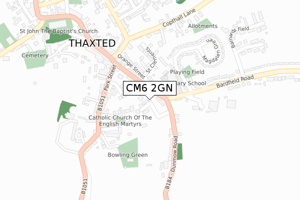 CM6 2GN map - large scale - OS Open Zoomstack (Ordnance Survey)