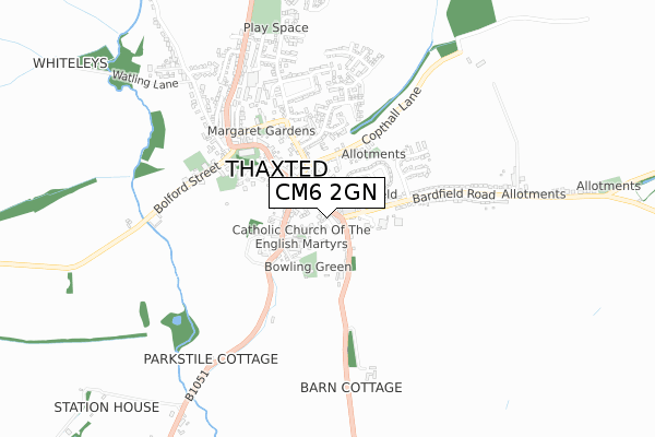 CM6 2GN map - small scale - OS Open Zoomstack (Ordnance Survey)