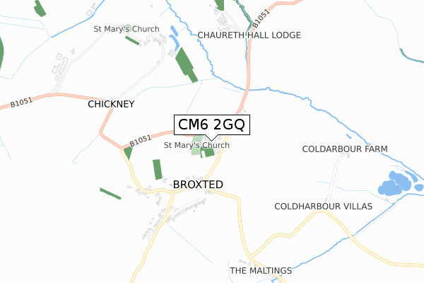 CM6 2GQ map - small scale - OS Open Zoomstack (Ordnance Survey)