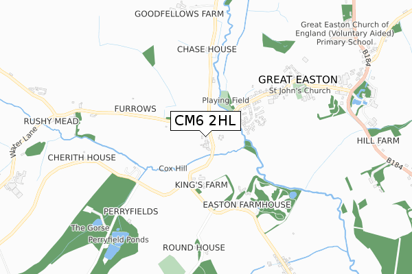 CM6 2HL map - small scale - OS Open Zoomstack (Ordnance Survey)