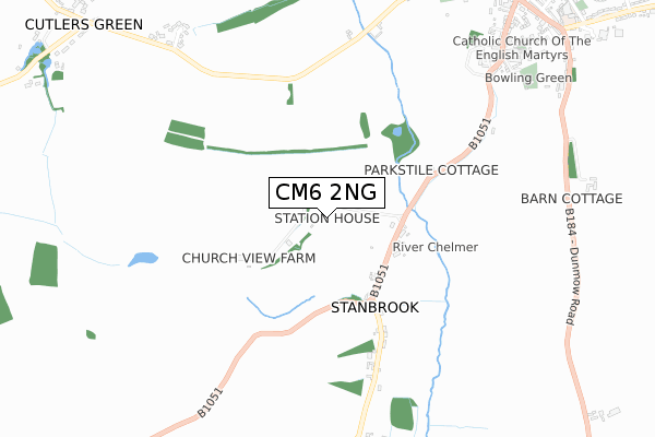 CM6 2NG map - small scale - OS Open Zoomstack (Ordnance Survey)