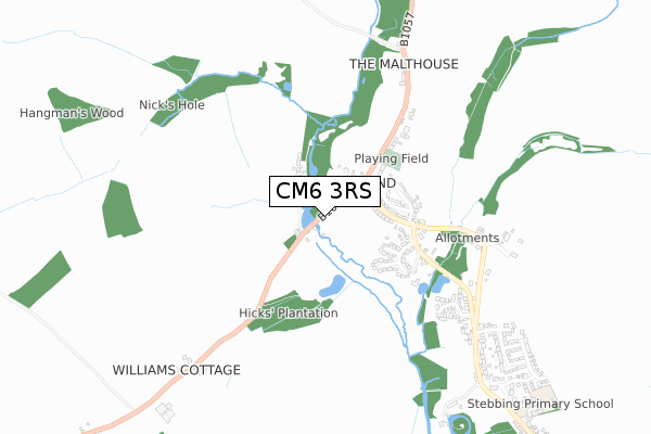 CM6 3RS map - small scale - OS Open Zoomstack (Ordnance Survey)
