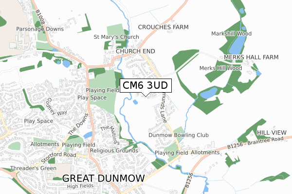 CM6 3UD map - small scale - OS Open Zoomstack (Ordnance Survey)