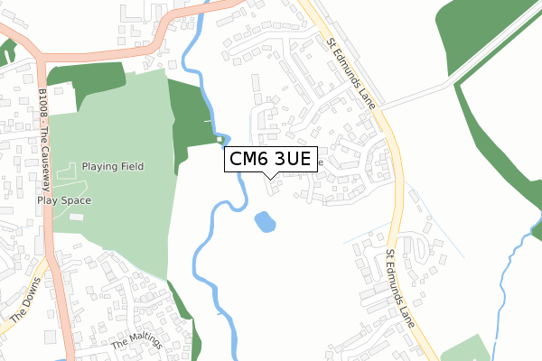 CM6 3UE map - large scale - OS Open Zoomstack (Ordnance Survey)