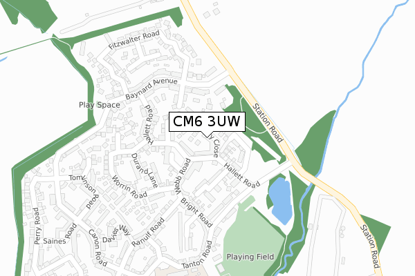 CM6 3UW map - large scale - OS Open Zoomstack (Ordnance Survey)