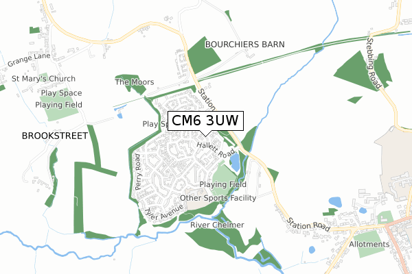 CM6 3UW map - small scale - OS Open Zoomstack (Ordnance Survey) CM6 3UW map - small scale - OS Open Zoomstack (Ordnance Survey)