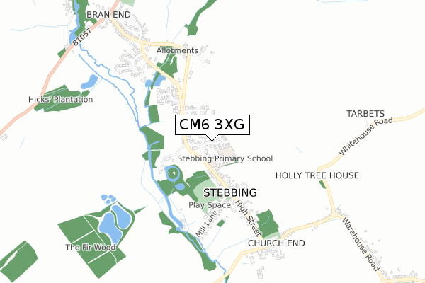 CM6 3XG map - small scale - OS Open Zoomstack (Ordnance Survey)