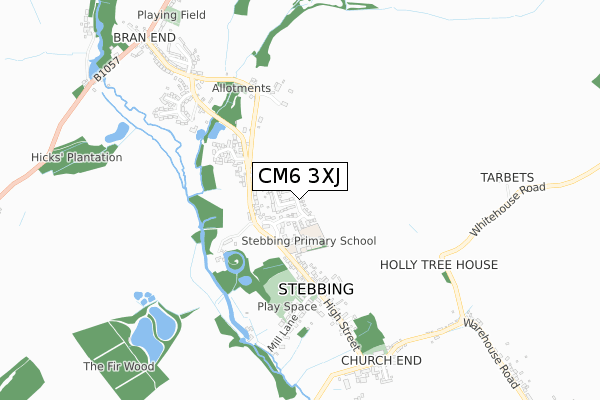 CM6 3XJ map - small scale - OS Open Zoomstack (Ordnance Survey) CM6 3XJ map - small scale - OS Open Zoomstack (Ordnance Survey)
