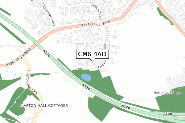 CM6 4AD map - large scale - OS Open Zoomstack (Ordnance Survey)