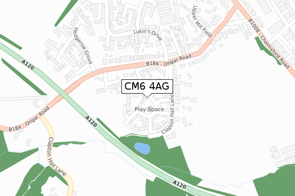 CM6 4AG map - large scale - OS Open Zoomstack (Ordnance Survey)