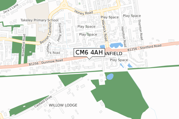 CM6 4AH map - large scale - OS Open Zoomstack (Ordnance Survey)