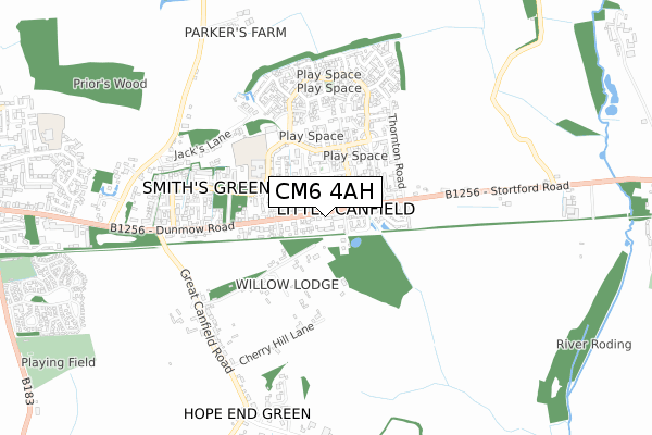 CM6 4AH map - small scale - OS Open Zoomstack (Ordnance Survey)