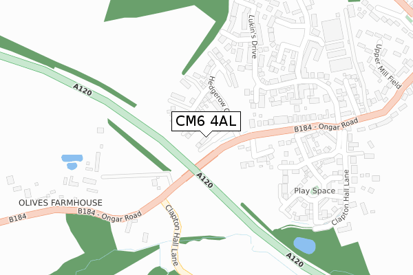 CM6 4AL map - large scale - OS Open Zoomstack (Ordnance Survey)