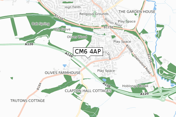 CM6 4AP map - small scale - OS Open Zoomstack (Ordnance Survey) CM6 4AP map - small scale - OS Open Zoomstack (Ordnance Survey)