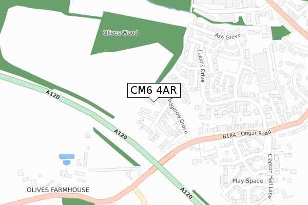 CM6 4AR map - large scale - OS Open Zoomstack (Ordnance Survey)
