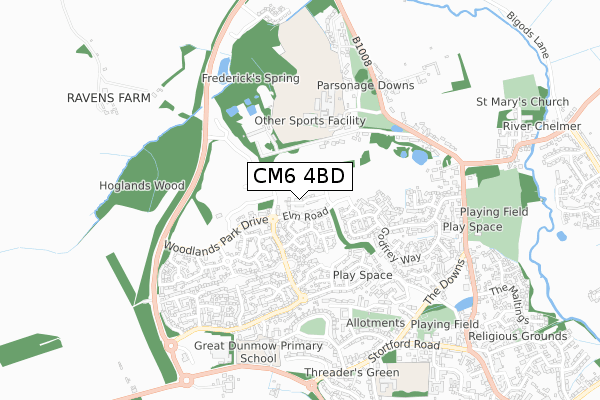 CM6 4BD map - small scale - OS Open Zoomstack (Ordnance Survey)