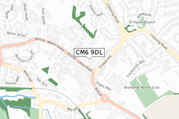 CM6 9DL map - large scale - OS Open Zoomstack (Ordnance Survey)