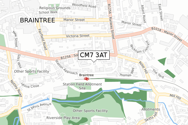 CM7 3AT map - large scale - OS Open Zoomstack (Ordnance Survey)
