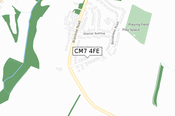 CM7 4FE map - large scale - OS Open Zoomstack (Ordnance Survey)