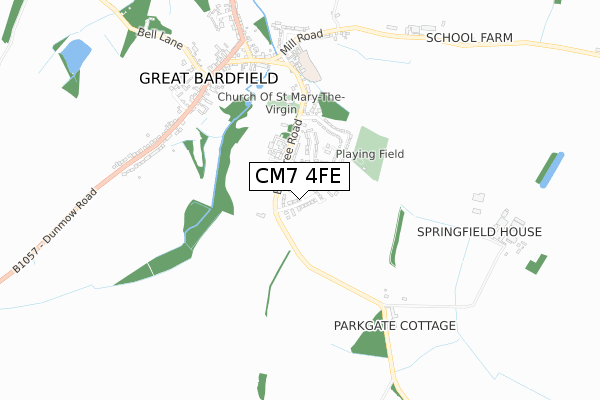 CM7 4FE map - small scale - OS Open Zoomstack (Ordnance Survey)