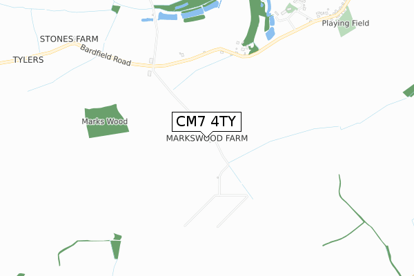 CM7 4TY map - small scale - OS Open Zoomstack (Ordnance Survey)