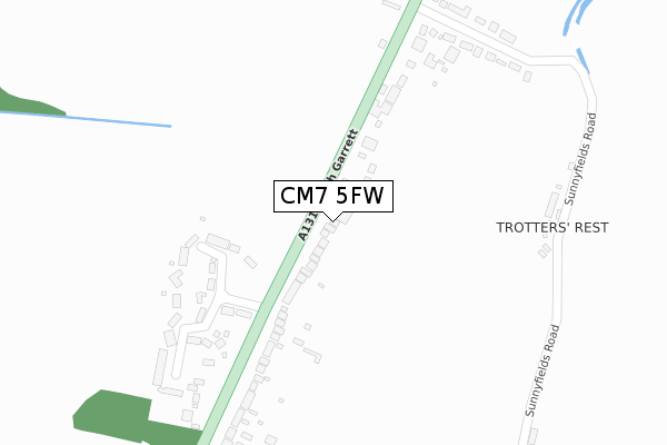 CM7 5FW map - large scale - OS Open Zoomstack (Ordnance Survey)