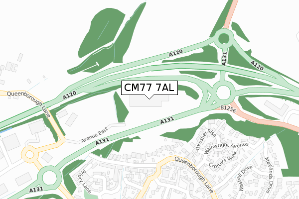 CM77 7AL map - large scale - OS Open Zoomstack (Ordnance Survey)