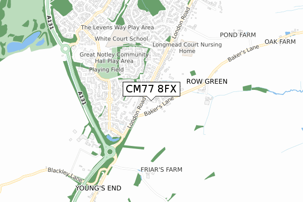 CM77 8FX map - small scale - OS Open Zoomstack (Ordnance Survey)