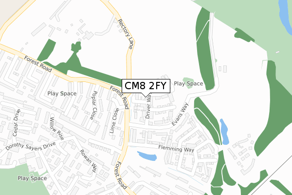 CM8 2FY map - large scale - OS Open Zoomstack (Ordnance Survey) CM8 2FY map - large scale - OS Open Zoomstack (Ordnance Survey)