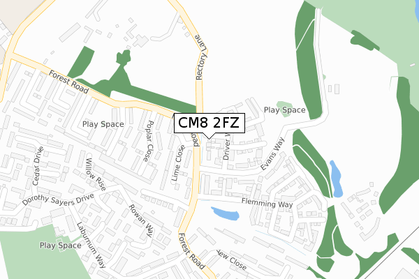 CM8 2FZ map - large scale - OS Open Zoomstack (Ordnance Survey) CM8 2FZ map - large scale - OS Open Zoomstack (Ordnance Survey)