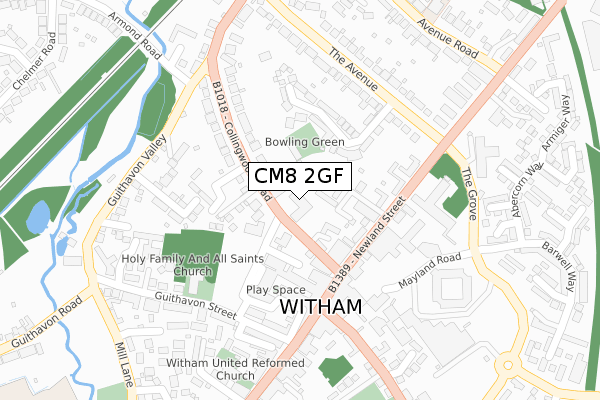 CM8 2GF map - large scale - OS Open Zoomstack (Ordnance Survey)